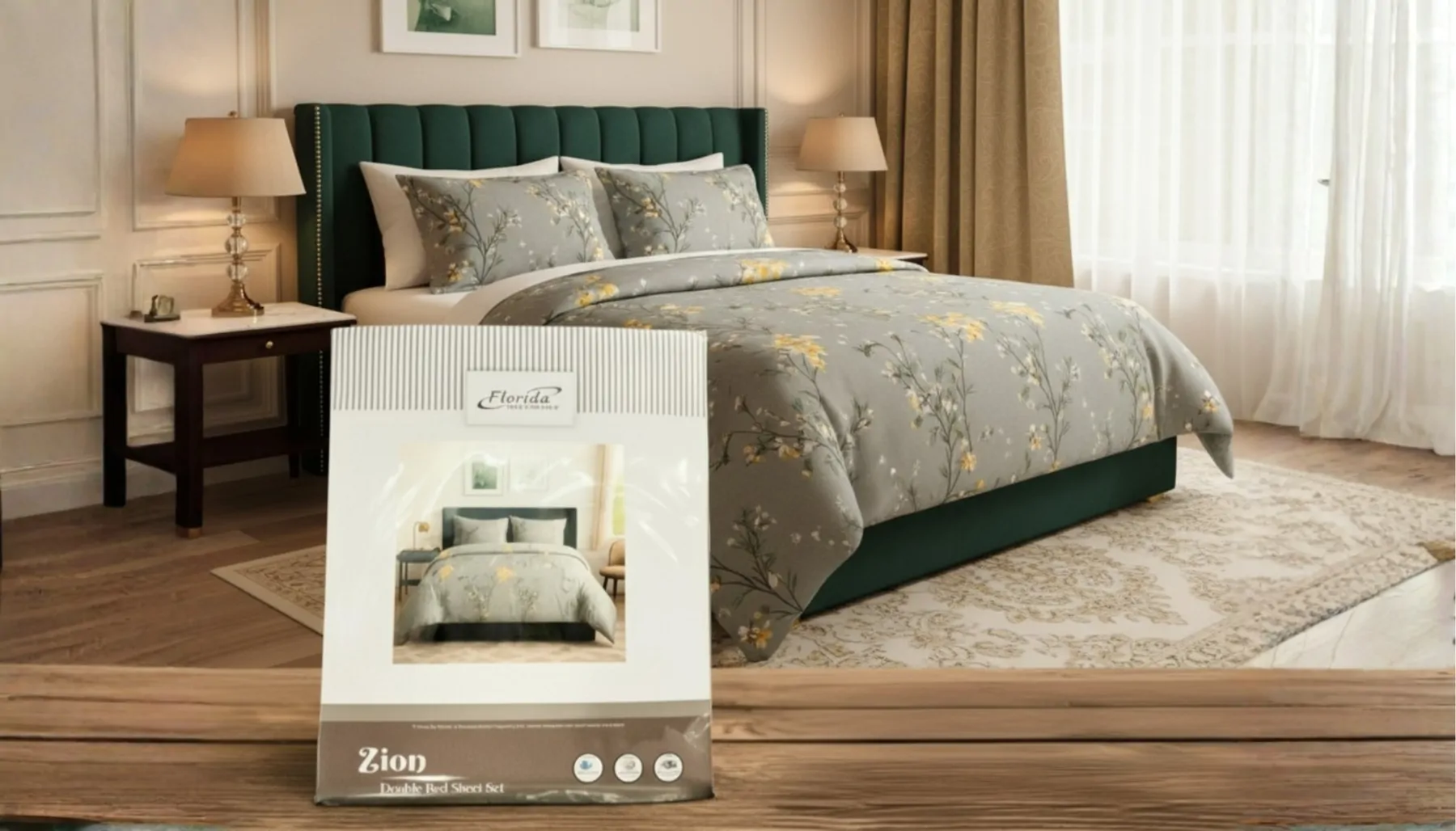 Florida Double Bedsheet Set with Pillow Covers