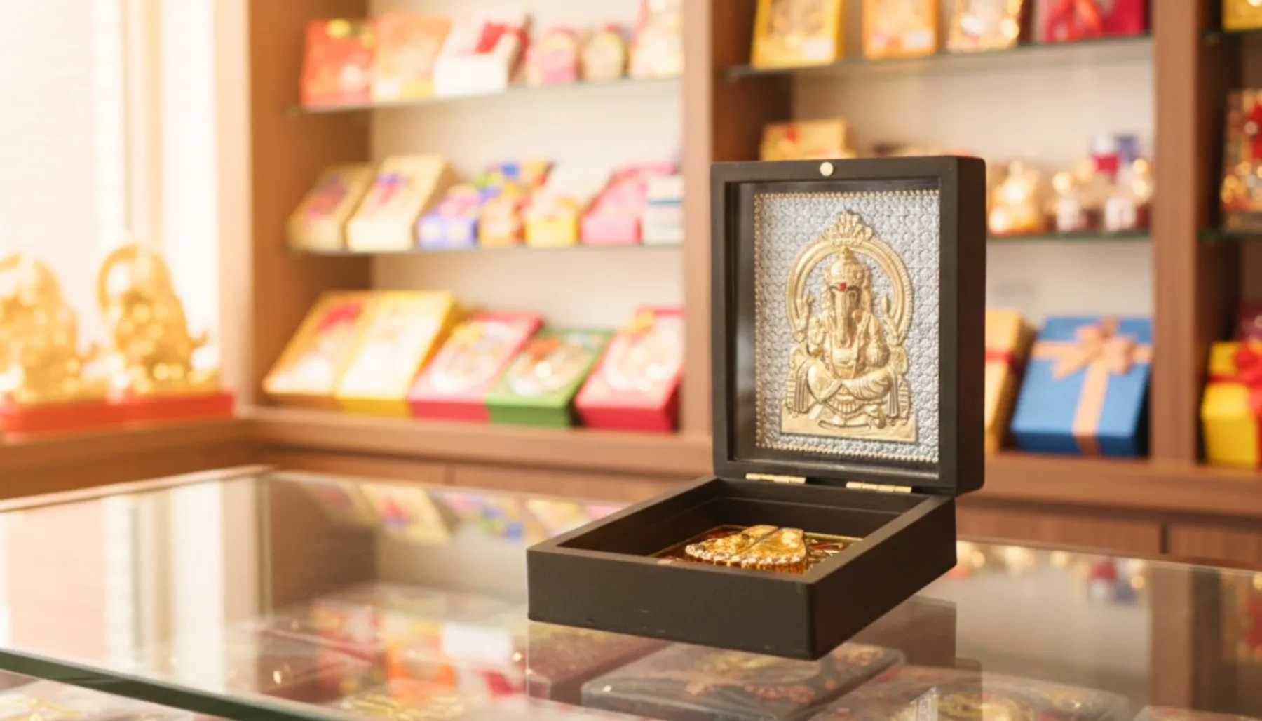 Gold-Plated Ganesha Blessings Box – Divine Décor & Gifting Edition