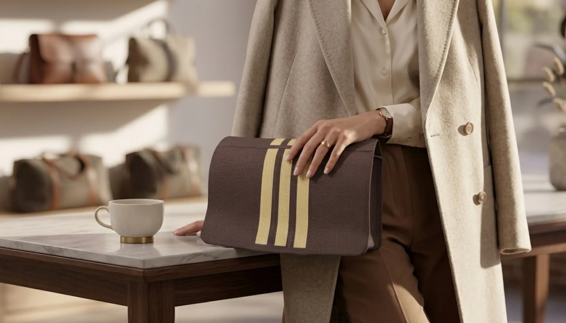 Classic Striped Canvas Cosmetic & Travel Pouch