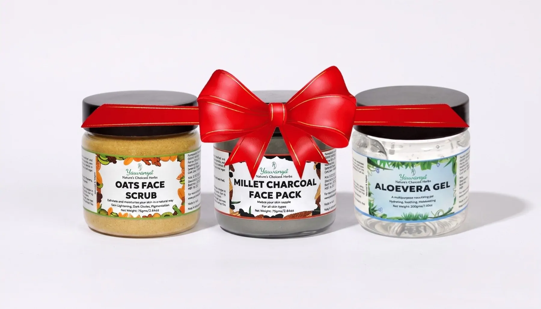 Winter Glow Combo – Oats Scrub, Charcoal Pack & Aloe Gel