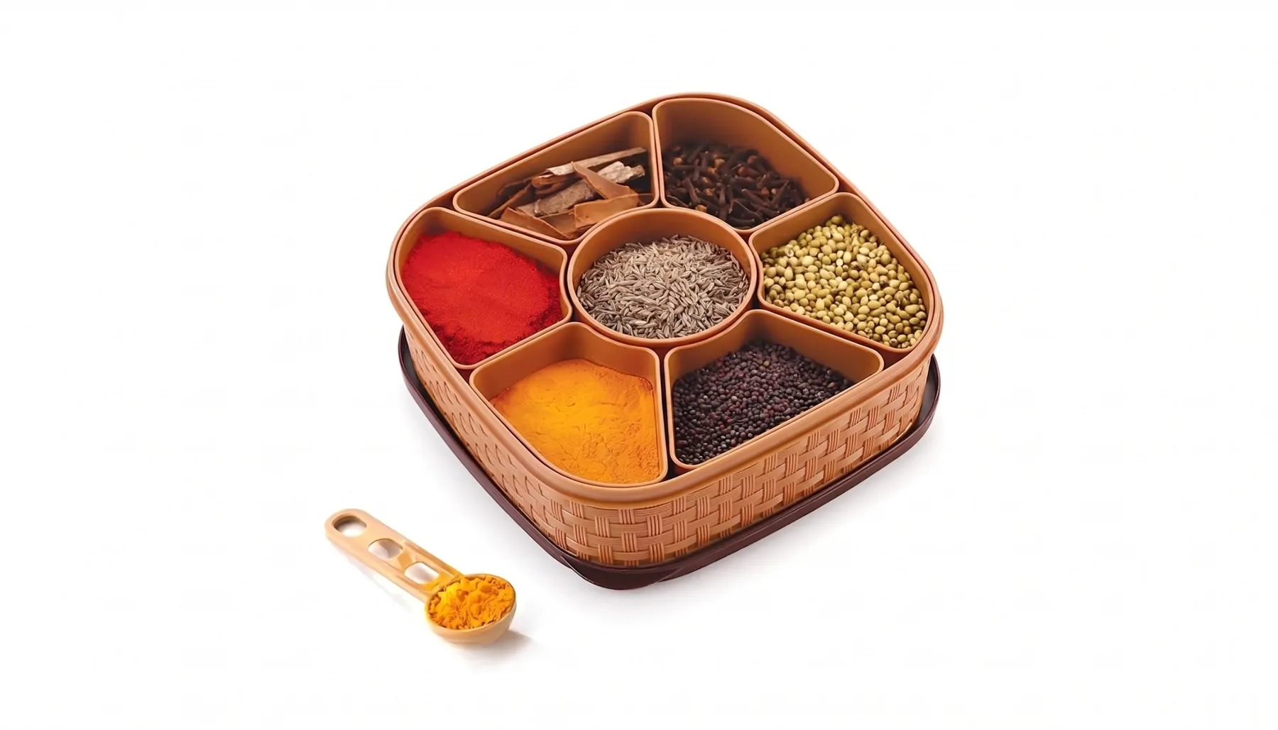 Oblivion Airtight Plastic Masala Box with Multi-Compartment Storage